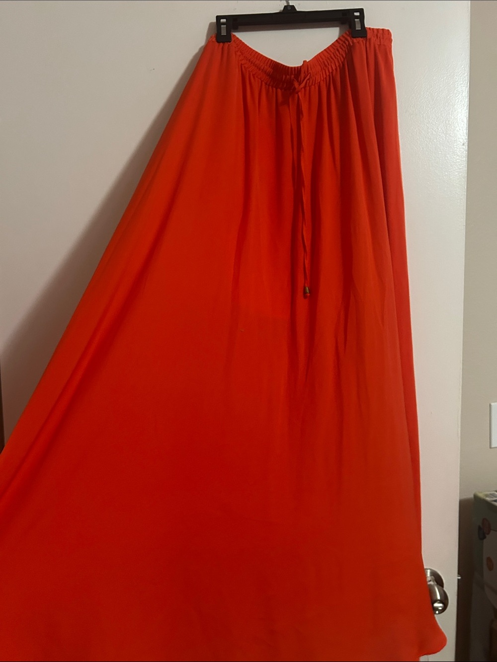 Worthington Vibrant Orange Maxi Skirt with Drawstring Waist